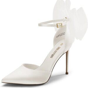 Women's Satin High Heels Strappy Closed Toe Pumps Wedding Party Shoes